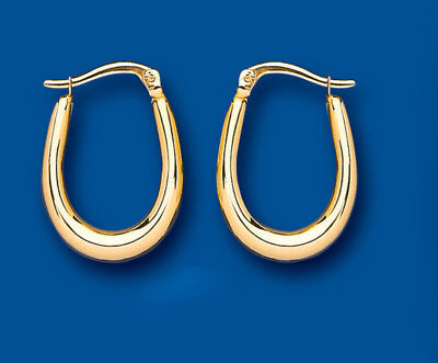 Hoop Earrings Yellow Gold Oval Hoops Creole 20 x 14mm hallmarked