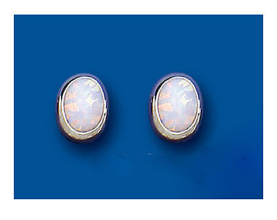 Opal Earrings Solid Silver Stud Oval Sterling Silver Studs