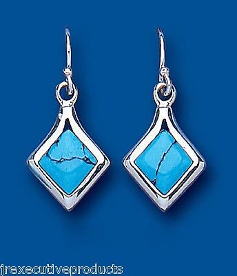 Turquoise Earrings Sterling Silver Drop 925 Hallmark British made