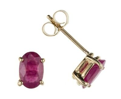 9ct Gold Ruby Stud Earrings Yellow Gold Solitaire Studs July Birthstone Hallmark
