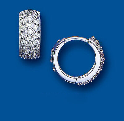 Men's Huggie Hoop Earring Pave Gemstone Solid Sterling Silver Gents Creole