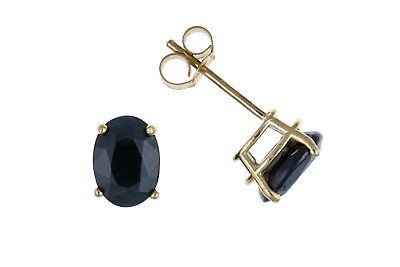 9ct Gold Sapphire Earrings Yellow Gold Oval Stud September Birthstone Hallmark