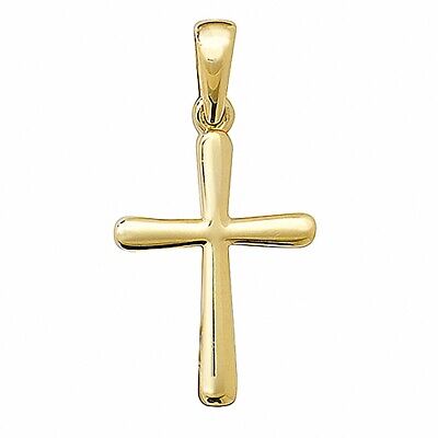 Small Yellow Gold Cross Pendant Rounded Design Hallmarked British Made 0.90g