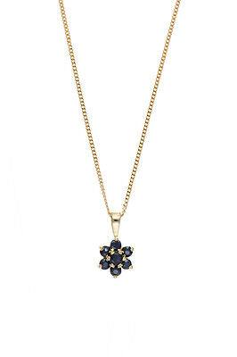 Gold Sapphire Pendant Earrings Set Cluster Solid Yellow Gold Hallmarked