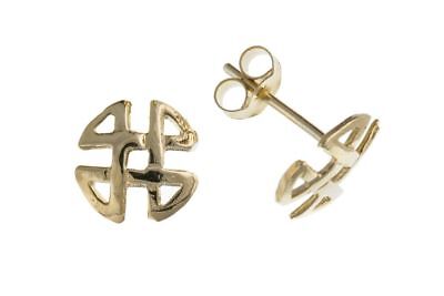 Yellow Gold Celtic Earrings Round Stud 8mm Solid 9 Carat Studs British Made