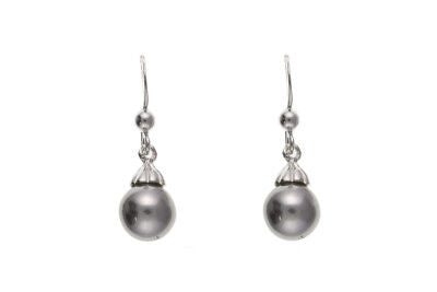 Grey Pearl Earrings Sterling Silver Drop Drops Dangle 925 Hallmark