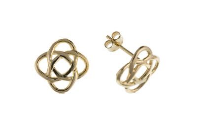 Yellow Gold Celtic Stud Earrings Solid 9 Carat 11mm Studs British Made