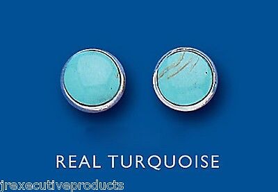 Silver Real Turquoise Earrings Stud Studs 925 Hallmark
