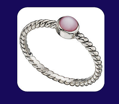 Mother of Pearl Ring Sterling Silver 925 Hallmark Ladies Pink Solitaire