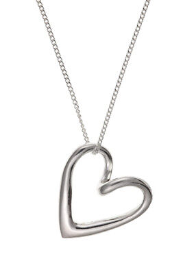 Silver Floating Heart Pendant Necklace 18" Chain 925 Hallmark