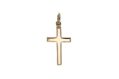 Gold Cross Pendant Yellow Gold Cross Millgrain Edge
