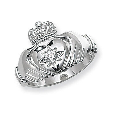 Men's Claddagh Ring Gents Solid Sterling Silver Engagement 925 hallmark