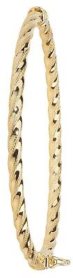 Yellow Gold Twist Bangle Ladies Hinged British Made Hallmarked Chunky Bracelet