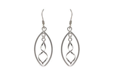 Silver Spiral Drop Earrings Drops Dangly 925 Hallmark