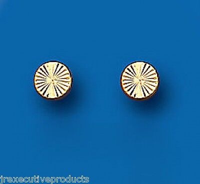 Yellow Gold Round Stud Earrings Diamond Cut Backed 4mm Hallmarked British made