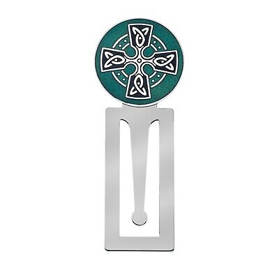 Bookmark Celtic Cross Silver Plated Green and Black Enamel Brand New and Boxed