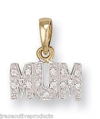 Yellow Gold MUM Pendant Hallmarked British Made Gemstone Necklace Mummy Mother