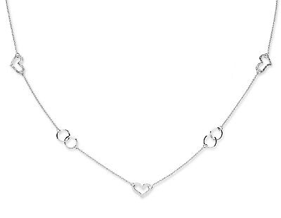 Heart Necklace Long Sterling Silver Fancy Heart Necklace 34 inch