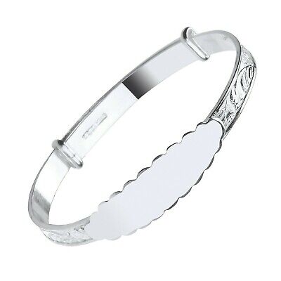 Silver Identity Baby Bangle Girls Boys Christening 925 Hallmark British Made Box