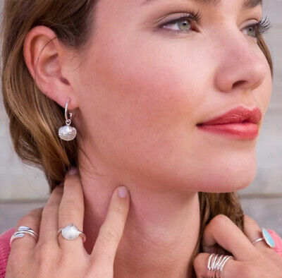 Cockle Shell Hoop Earrings Solid Sterling Silver 925 Hallmarked Hoops