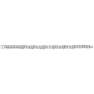 Ladies Heart Curb Link Bracelet Gemstone Hearts Solid Sterling Silver Hallmarked