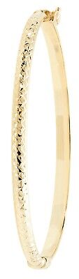 Ladies Diamond Cut Bangle Yellow Gold British Made Hallmarked Women's Bracelet