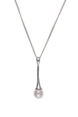 Pearl Set White Gold Pendant and Earrings Drops Hallmarked British Made