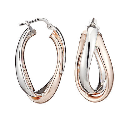 Hoop Earrings Rose Gold Over Solid Sterling Silver Creole Hoops
