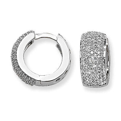 Diamond Hoop Huggie Earrings White Gold 15mm Appraisal 0.75ctw