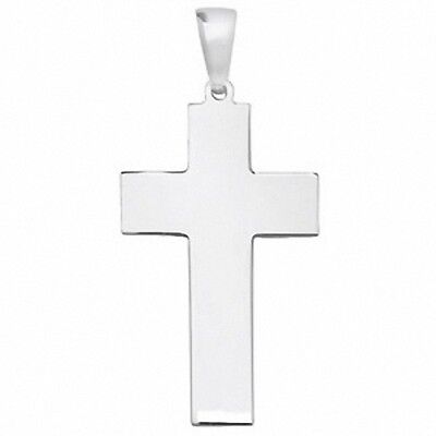 Cross Pendant Sterling Silver Plain Flat Large Cross 42 x 20mm