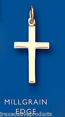 Gold Cross Pendant Yellow Gold Cross Millgrain Edge