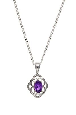 Real Amethyst Silver Pendant Necklace Oval Solitaire 18" Chain 925 Hallmark