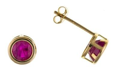 9ct Gold Ruby Earrings 5mm Solitaire Stud July Birthstone Hallmarked