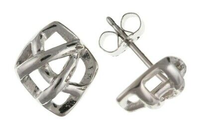 White Gold Celtic Stud Earrings Solid 9 Carat Studs British Made