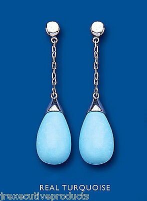 Turquoise Earrings Sterling Silver Drop Natural Turquoise Drops