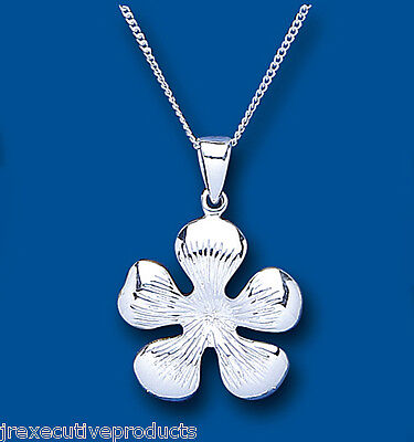 Silver Flower Pendant Necklace 20mm 925 hallmark