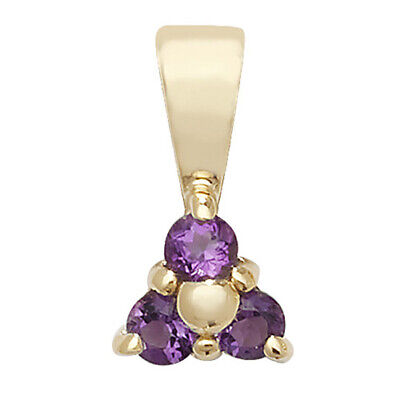 Amethyst Pendant and Earrings Set Three Stone Trilogy 9ct Yellow Gold Hallmarked