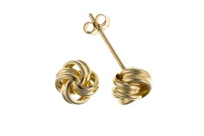 Yellow Gold Knot Stud Earrings Solid 9 Carat Studs 6mm British Made