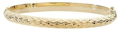 Ladies Diamond Cut Bangle Yellow Gold Hallmarked British Made Women's Bracelet