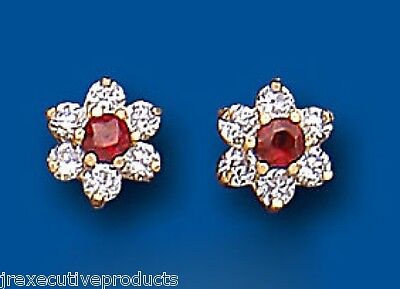9ct Gold Garnet Cluster Earrings Yellow Gold Stud January Birthstone Hallmark