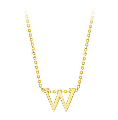 Capital W Initial Pendant 9ct Yellow Gold Ladies Complete With Gold Chain