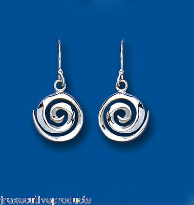 Silver Spiral Drop Earrings Drops Dangly 925 hallmark