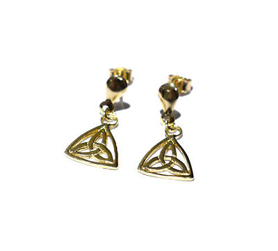 9ct Celtic Design Drop Earrings Yellow Gold Drops Dangly Hallmarked