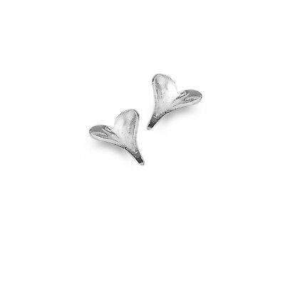 Leaf Heart Stud Earrings Sterling Silver 925 Hallmarked Studs