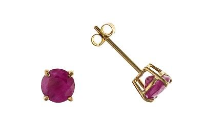 9ct Gold Ruby Earrings 5mm Round Stud Solitaire July Birthstone Hallmarked