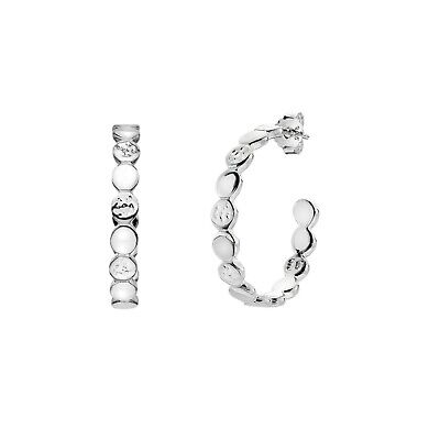 Silver Pebble Hoop Earrings Solid Sterling Silver 925 Hallmarked Hoops