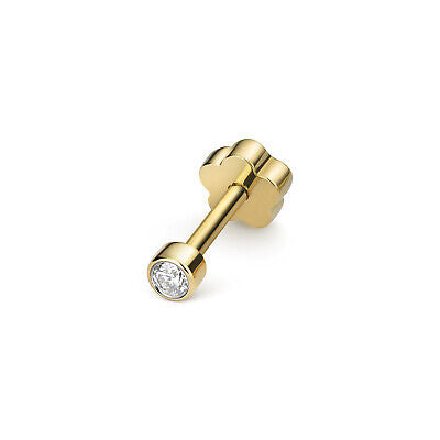 Diamond Solitaire Cartilage Stud Ear Yellow Gold Premium Diamond