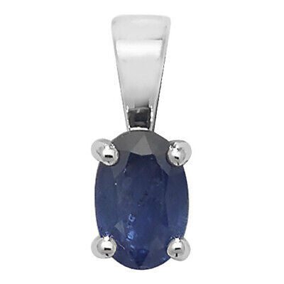 Sapphire Pendant and Earrings Set Oval Solitaire 9ct White Gold Hallmarked