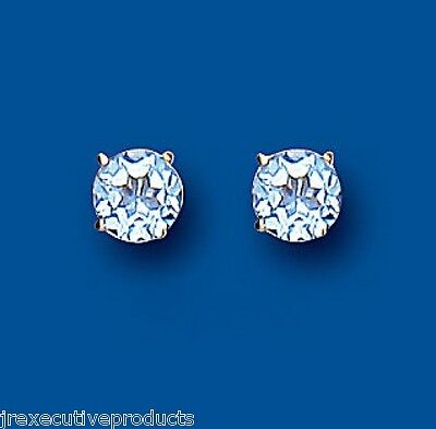 9ct Gold Blue Topaz Earrings Yellow Gold Stud November Birthstone Hallmark