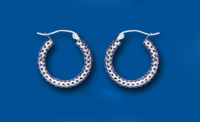 White Gold Hoop Earrings White Gold Creole Earrings Textured Hoops